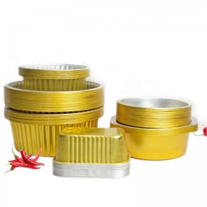 Boîte d\'emballage alimentaire chauffante Boîte à lunch de conservation de la chaleur en or Boîte à repas recyclable à emporter en papier d\'aluminium